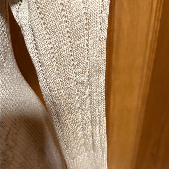 Boston Proper Tan Waterfall Ruffled Longline Cardigan with Ties Lightweight Med - Picture 7 of 11